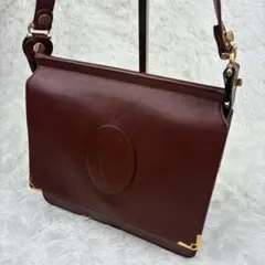 Cartier カルティエ マストライン レザー ショルダーバッグ ボルドー 赤