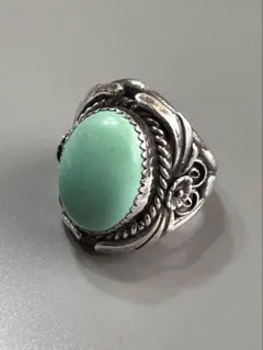 ナバホ navajo ヴィンテージ 重厚感ターコイズ シルバー リング 21号