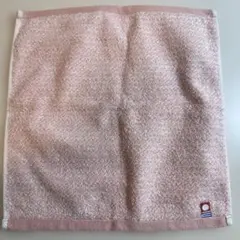 ピンク色 タオルハンカチ 刺繍ロゴ付き　今治タオル