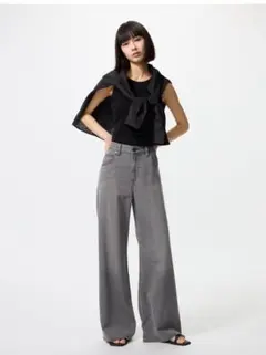 【UNIQLO】ドレープワイドフレアジーンズ 28サイズ
