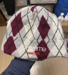 supreme ビーニー　ニット帽　カシミア チェック