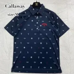 美品【Callaway】速乾 ストレッチ 総柄 ポロシャツ ゴルフウェア