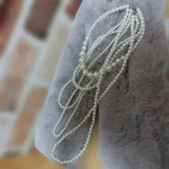 ホワイトパール ロングネックレス5連　美品