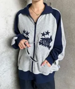 カジュアルスウェットジャケット グレー・ネイビー