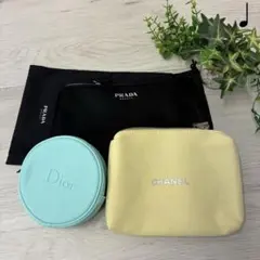 ♩　PRADA　Dior　CHANEL　ノベルティポーチ　3点まとめ