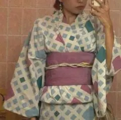 レトロ　浴衣　可愛い　カラフル　vintage モダン