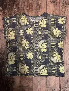 □セカンドスキン　黒×黄緑　レトロお花