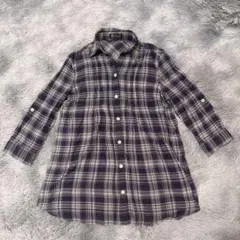 【美品】MICHEL KLEIN ミッシェル クラン シャツ　ネイビー　Ｌ