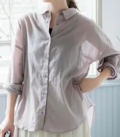 美品★Mサイズ★coca コカ★長袖 ガーゼシャツ シアー インド綿 グレージュ