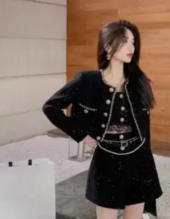 ブラック ショートスーツ 3点セット XL