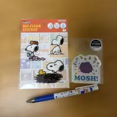 【新品】スヌーピー　ステッカー2種　ボールペン　青のサムネイル