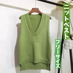 サイドスリット♡ニットベスト♡グリーン
