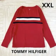 TOMMY HILFIGER ラウンドネック レッド長袖カットソー