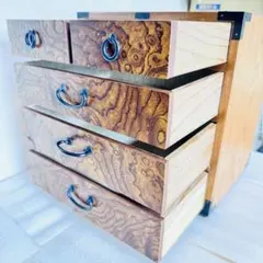 【極美品・高級材】天然木 4段5杯 小箪笥（卓上収納・アンティーク）和モダン