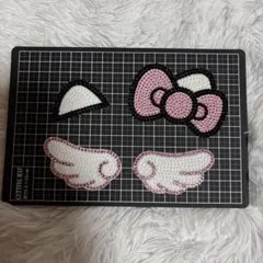 うちわデコ デコうちわ デコパーツ デコストーン　猫耳　リボン　羽　ピンク