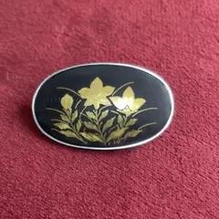 【25】金象嵌　フラワーブローチ　ヴィンテージ　レトロ感