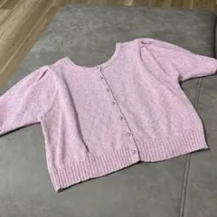 ピンク カーディガン Fサイズ 半袖のサムネイル