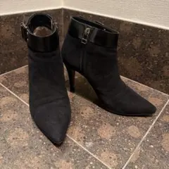ランバンコレクション　ブラックスエードアンクルブーツ 23.5cm