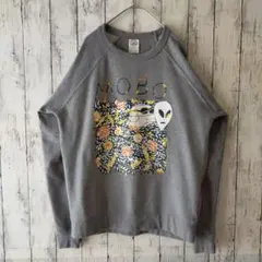 スウェット　DELTA　L　ラグラン袖　フラワーエイリアン　グレー