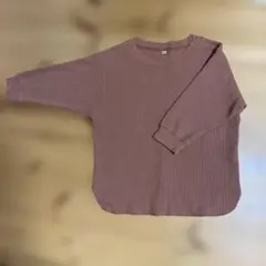 UNIQLO ワッフルクルーネックTシャツ　七分袖　ブラウン