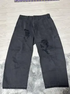 GUバレルレッグワークパンツ　ダメージ加工