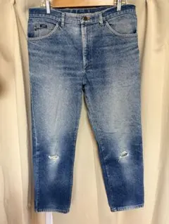 Lee Genuine Jeans デニムパンツ ブルー 革パッチ ダメージのサムネイル