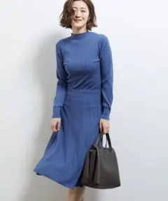 ロペピクニック ブルー ニット ワンピース 長袖 Ｍサイズ