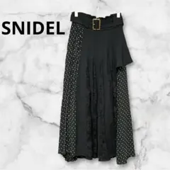 SNIDEL プリーツディテールスカート　ドット　　レース　ベルト付き　Free