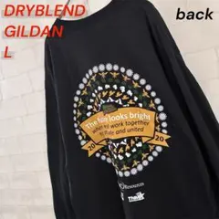 GILDAN ロンT L イベント 企業ロゴ 黒 USA古着 長袖Tシャツ