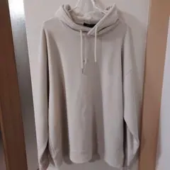 レイジーブルー M ベージュ　ベロア風 フード付きパーカー