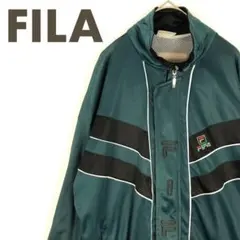 1925 フィラ　トラックジャケット　ジャージ　刺繍　ロゴ　ゆるだぼ　緑　黒