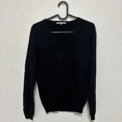UNIQLO Vネック 長袖ニット ブラック XL