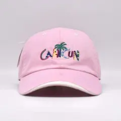 CANCUN カンクン メキシコ 刺繍 キャップ 古着 スーベニア ピンク