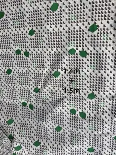 昭和レトロ生地　グリーン幾何学模様ビンテージ生地ハギレ　1.4m+1.5mセット