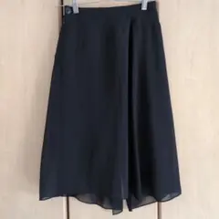 黒 シフォン アシンメトリーフレアスカート