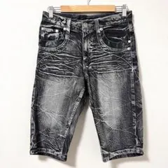 ◉Root Three 　ハーフデニムパンツ　黒　スカル　SS　メンズのサムネイル