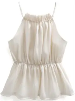 ホルターネックオーガンジーペプラムトップス[ac2397] GRL