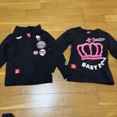BABY DOLL 王冠プリント 長袖トレーナー 黒 長袖 トップス カットソー