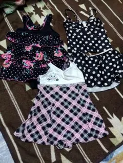 女の子用セパレート水着 100cm~ 花柄・水玉セット