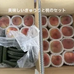 福島の桃と新鮮きゅうりのサムネイル