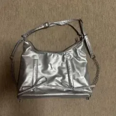 SHEIN完売品シルバー ショルダーバッグ リボン チェーン