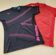 Mizuno バレーボールTシャツ 黒/赤　2枚セット
