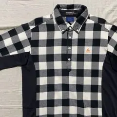 ●ルコックスポルティフゴルフ●ゴルフ用ネルシャツ L 黒白 チェック ブラック