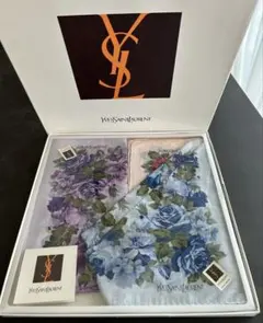 Yves Saint Laurent 花柄ハンカチ 3枚セット
