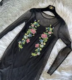 新品未使用♡ZARA♡フラワー刺繍シースルーワンピース