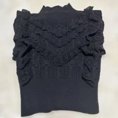 黒 フリル レース ノースリーブニットZARA