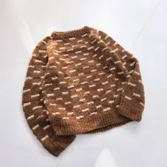 エクアドル製　ハンドニット　ブラウン　ヴィンテージ　P16