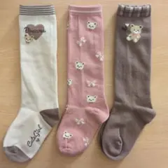 女の子 ハイソックス 靴下 15〜20cm 3足組 ガールズソックス