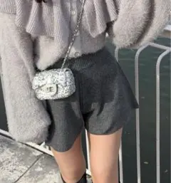 グレー ニットパンツ
