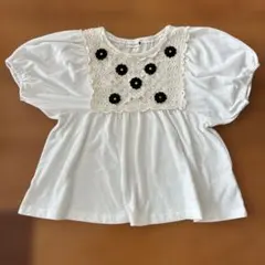 branshes ホワイト バルーン袖 130cm 花柄　白